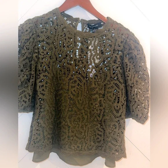 NWT Sanctuary Cherished Lace Tee Kalamata Green Puff Sleeve Top Size: Small - Picture 5 of 7